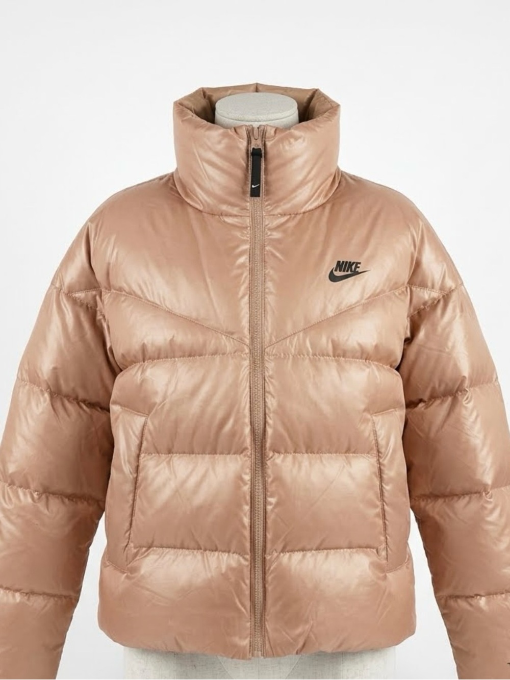 Nike Metallic Rose Gold Puffer Jacket